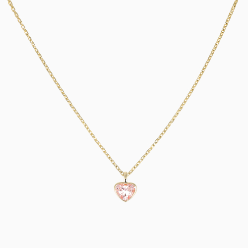 Heart-Shaped Lab-Grown Fancy Pink Diamond Solitaire Pendant, 14k Yellow Gold